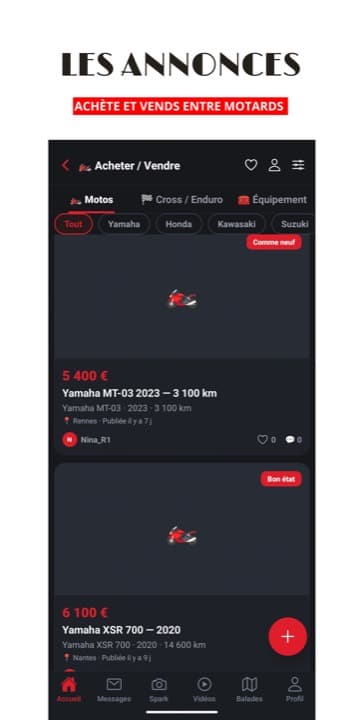 Les annonces : achète et vends entre motards